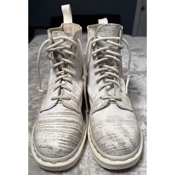 Dr. Martens White Mono Painter Pascal 1460 8 Eye Boots Womens Size 7 Mens 6 Rare - Picture 2 of 11
